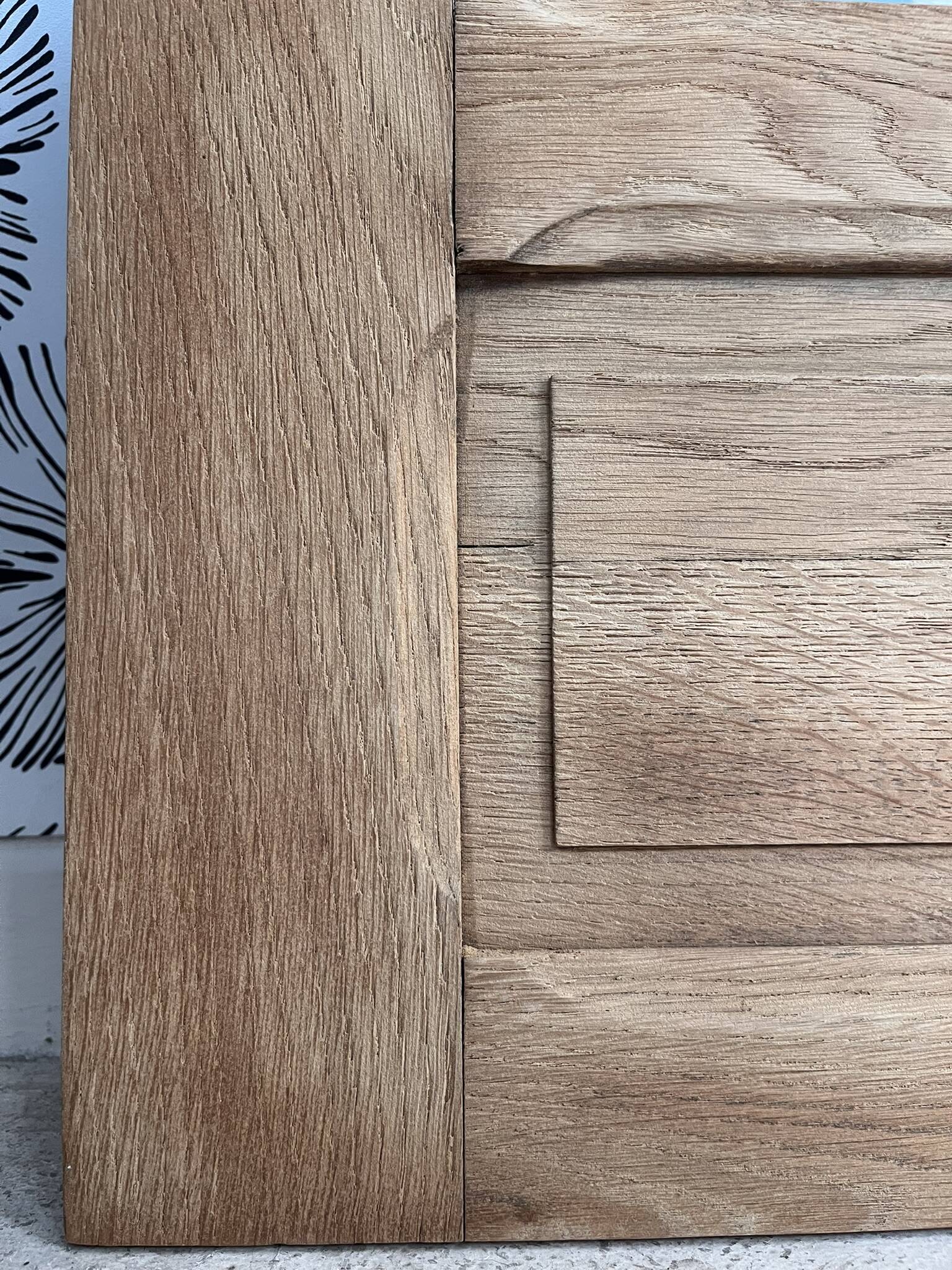 Vintage Art Deco bevelled wardrobe door, solid oak, Azalée.