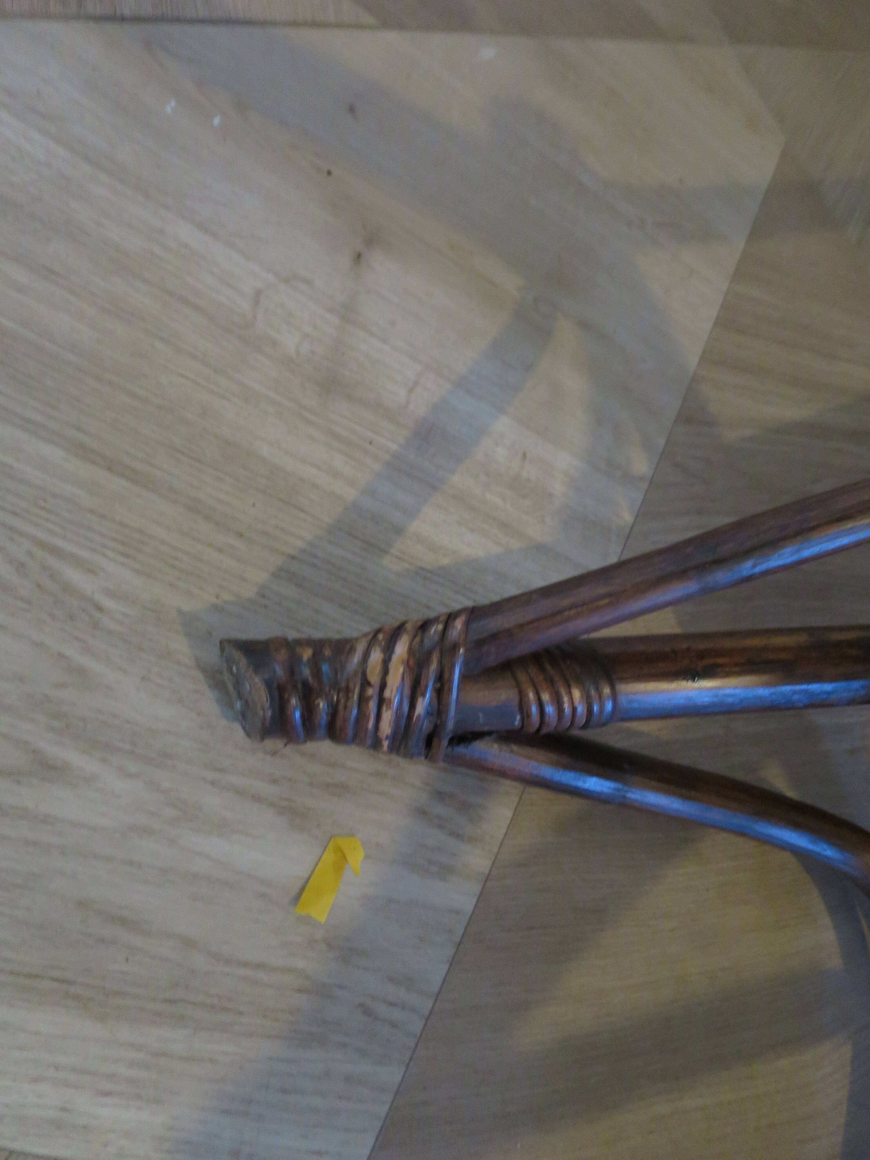 Set of 2 swivel bar stools / chairs - wood - cane - rattan - 80s