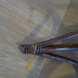 Set of 2 swivel bar stools / chairs - wood - cane - rattan - 80s