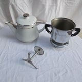 Cafetière Salam Limoges France blanche argent