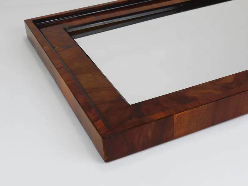 Square Biedermeier Antique 19th Century Walnut Wall Mirror, Vienna, 1850s