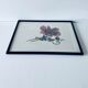 Ancient lithograph framed flower and snail