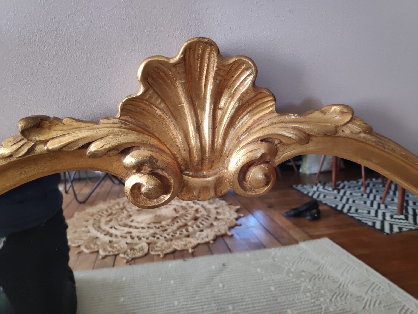 Gold mirror vintage shell 125x78cm