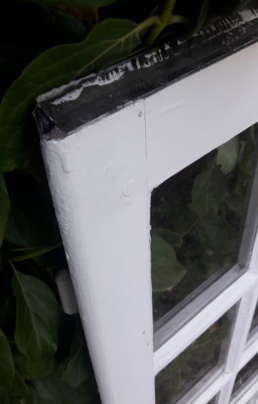 Oak window H96,8xL80,5cm old small tiles