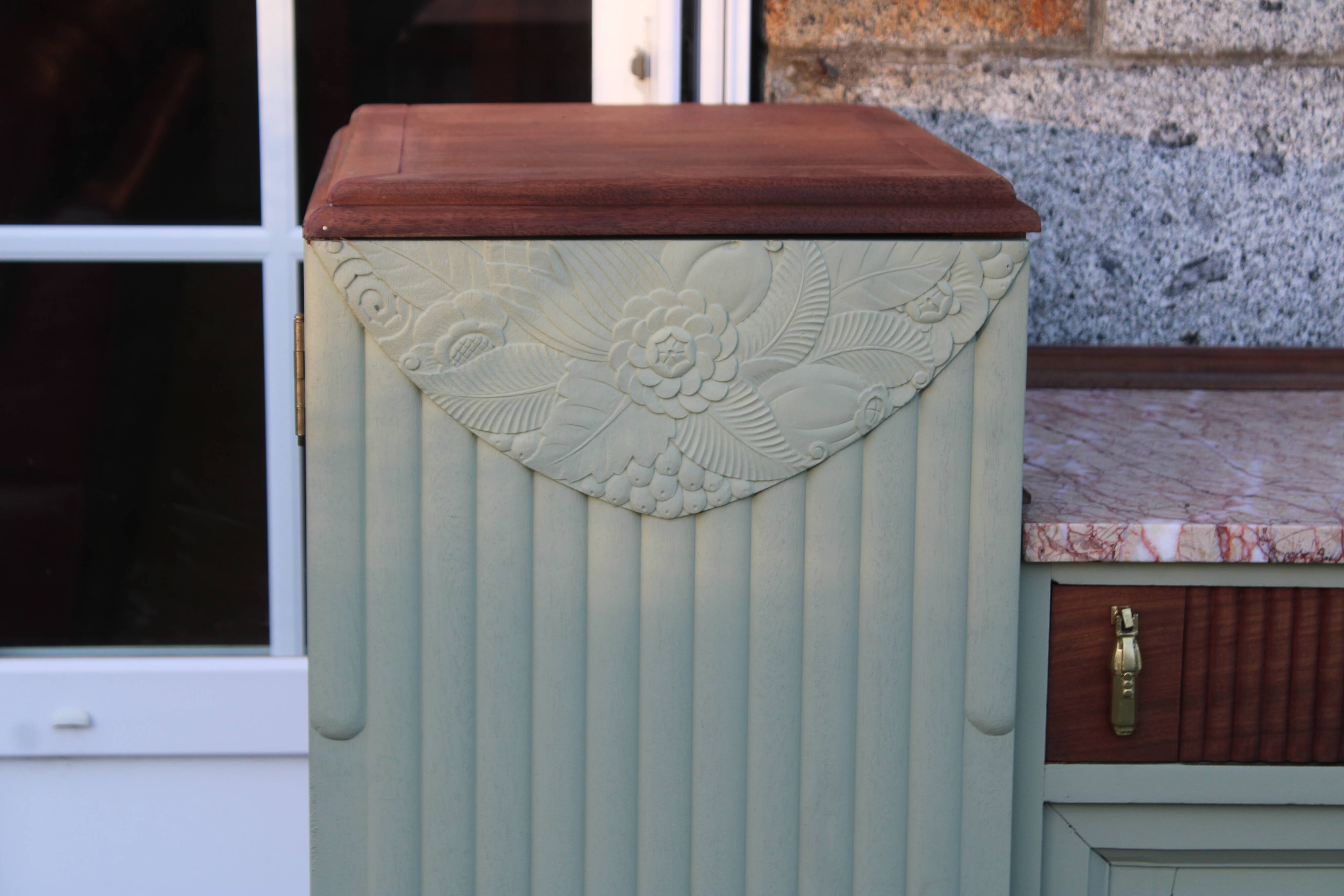 Renovated antique Art Deco sideboard – Lizard Green (Pure & Paint)