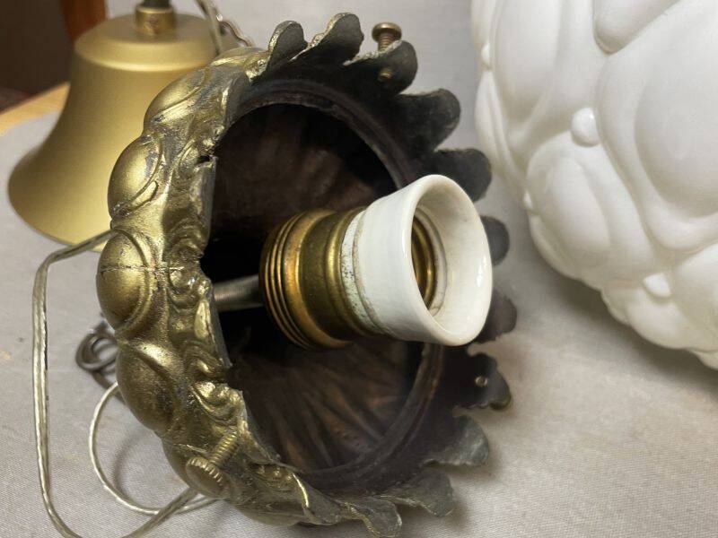 Regency style white glass hanging lamp