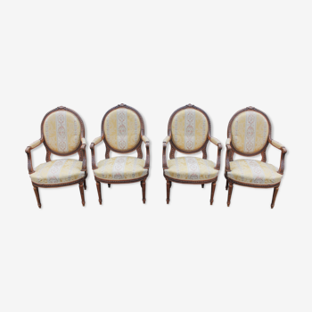Lot de 4 fauteuils Louis XVI Médaillon