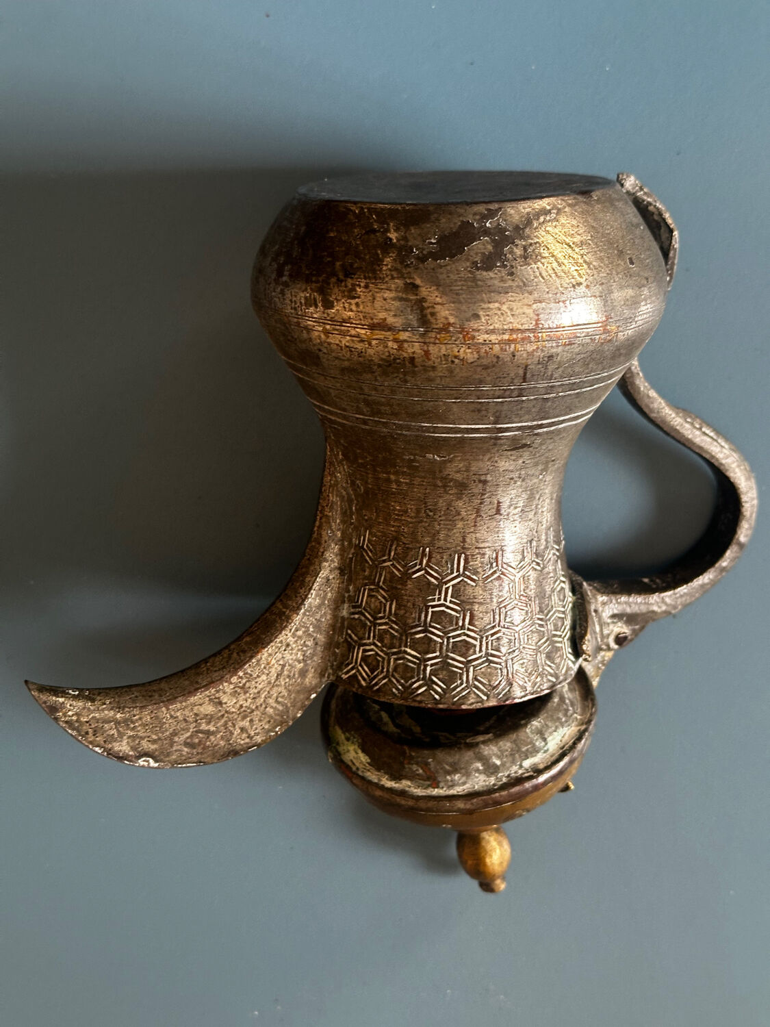 Eastern Verseuse "Dallah" Metal and Engraved Brass circa 1900
