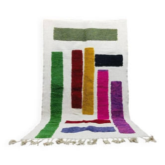 Tapis marocain coloré en laine naturel fait main taille 250cm×150cm