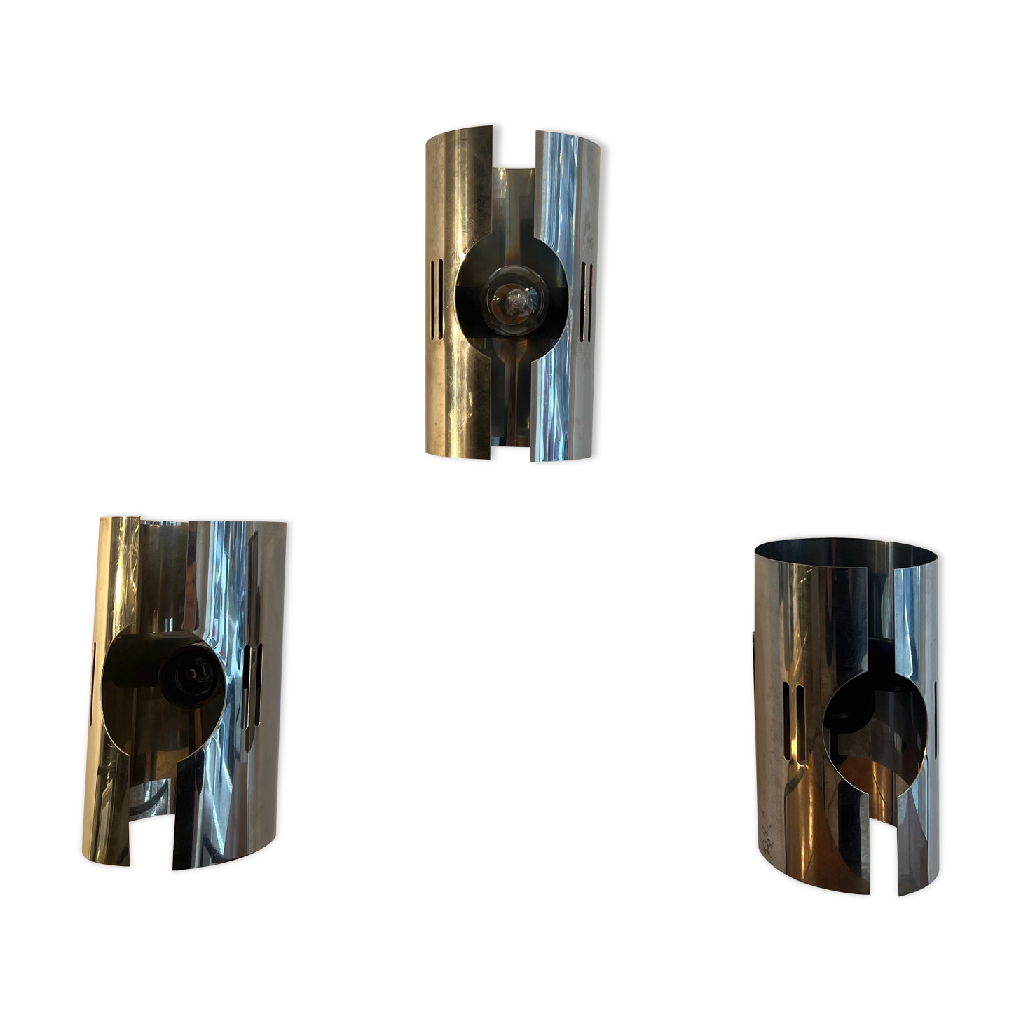 Suite of three design wall lamps 1970 Space Age