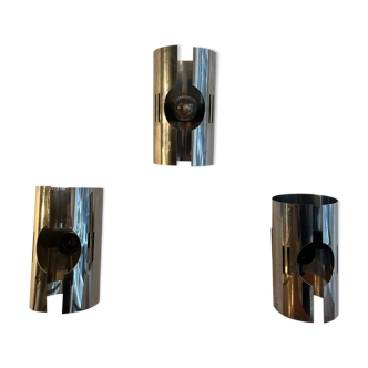 Suite of three design wall lamps 1970 Space Age
