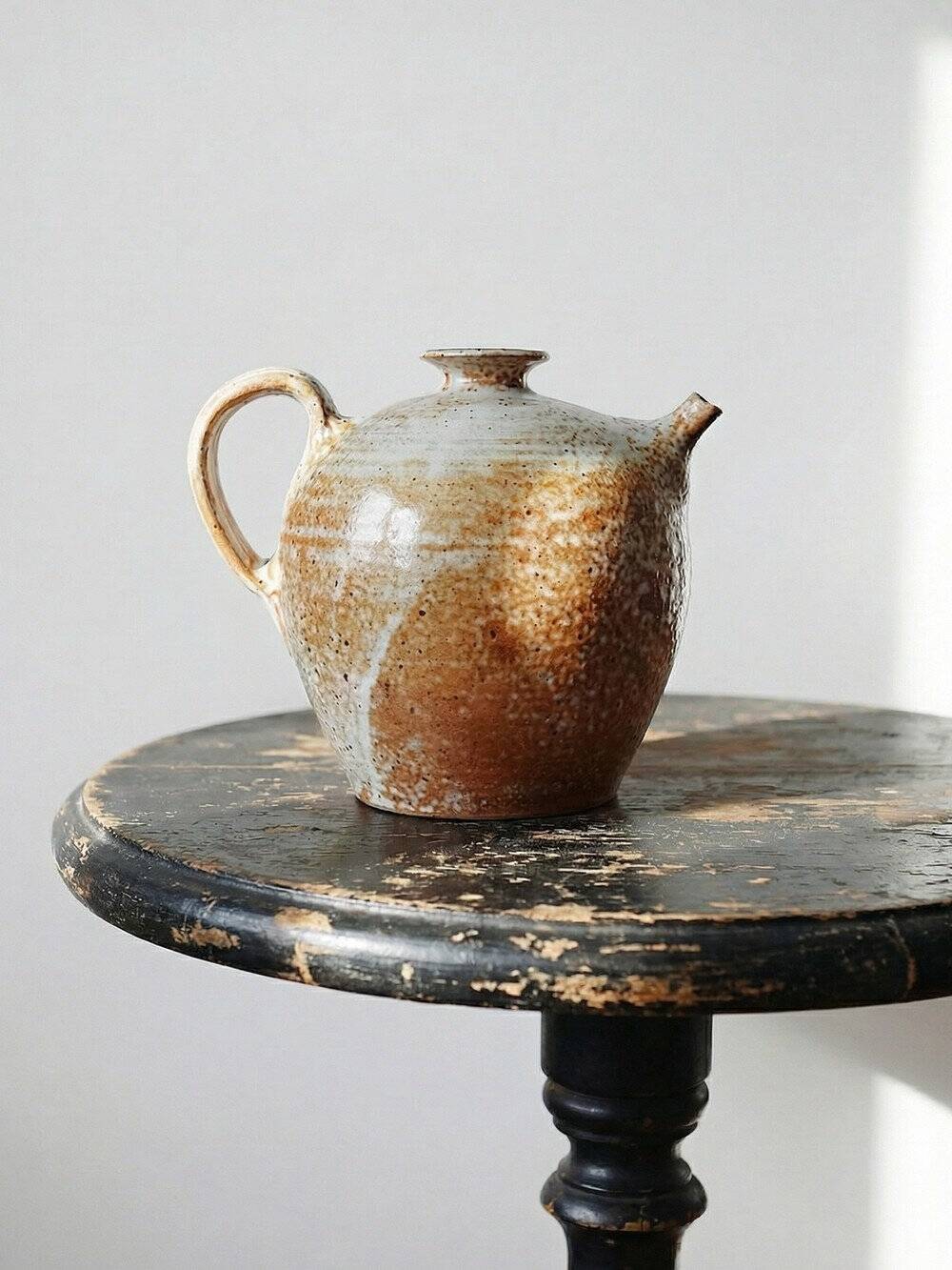 Petite cruche chevrette grès émaillé artisanal vintage 60-80