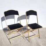 Pair of black and gold folding opera chairs