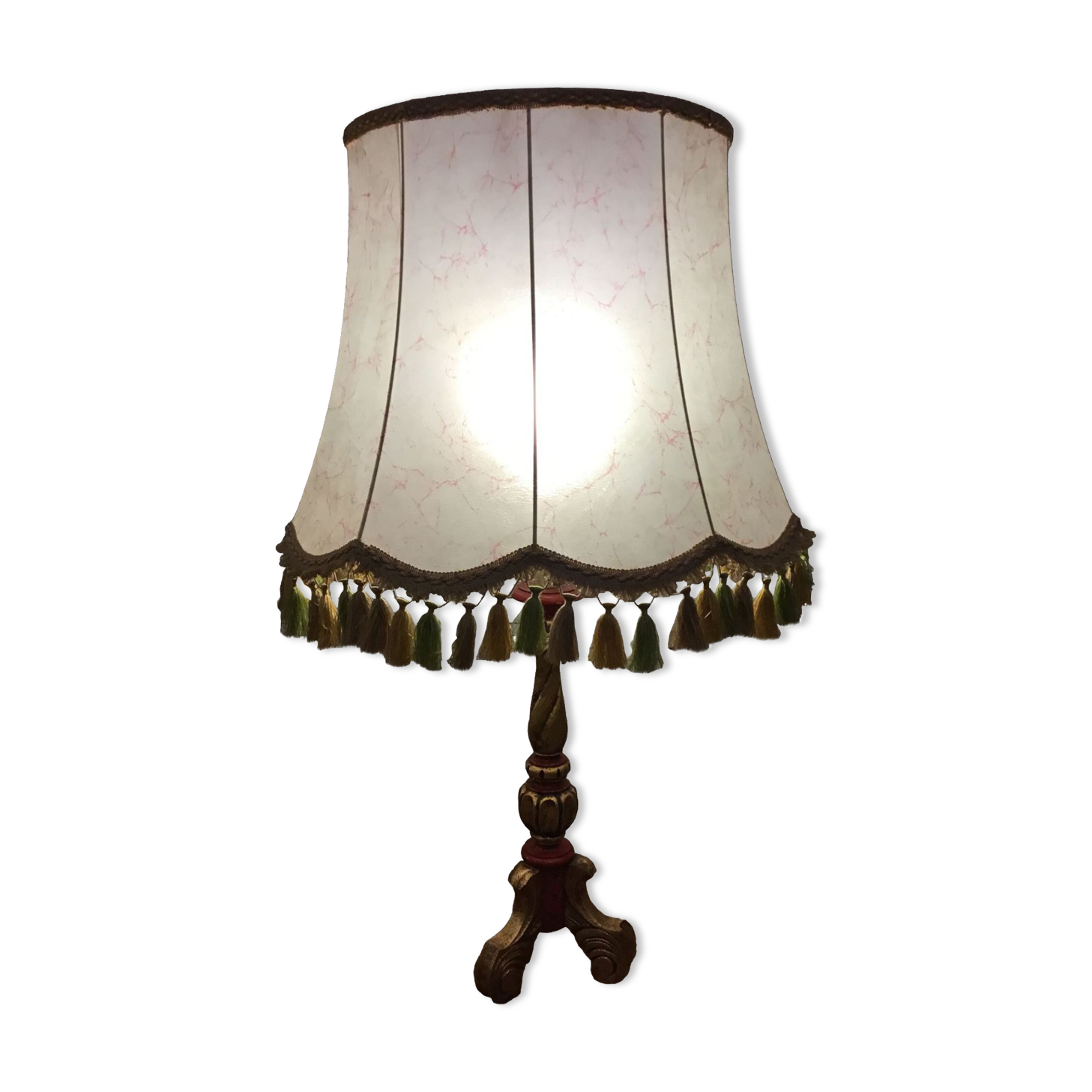 Lampshade in pigskin mounted on foot Spanish style.