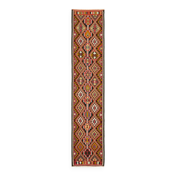 Turkish Handwoven Vintage Herki Kilim 83 cm x 363 cm