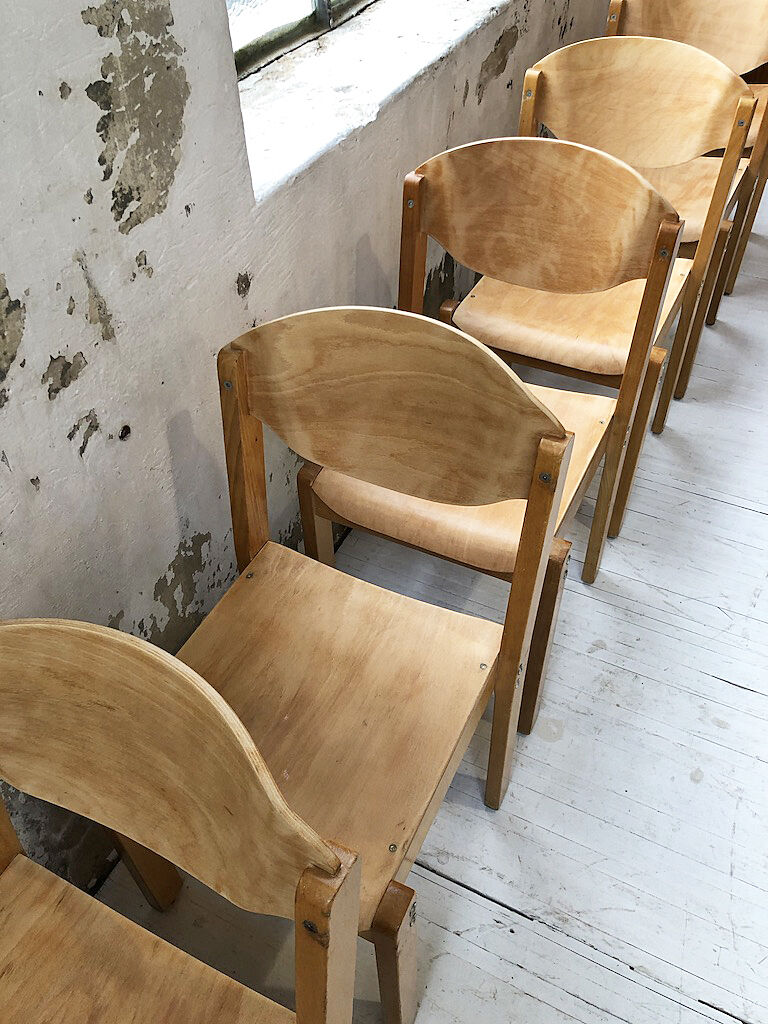 6 beech chairs 1980