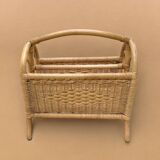 Vintage wicker and bamboo magazine rack