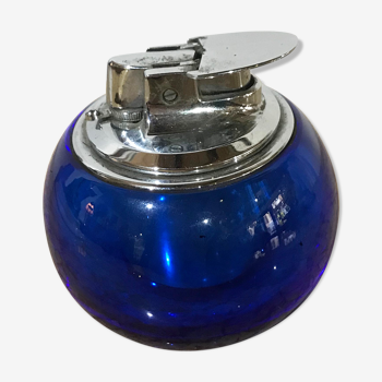 Briquet de table bleu en cristal de daum