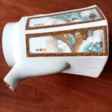 Asian ceramic tea set, mazagrans and teapot with landscape motif