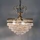 Chandeliers, brass crown ceiling lamp, 5 floors, 3 lights, glass tassels. Year 80 90