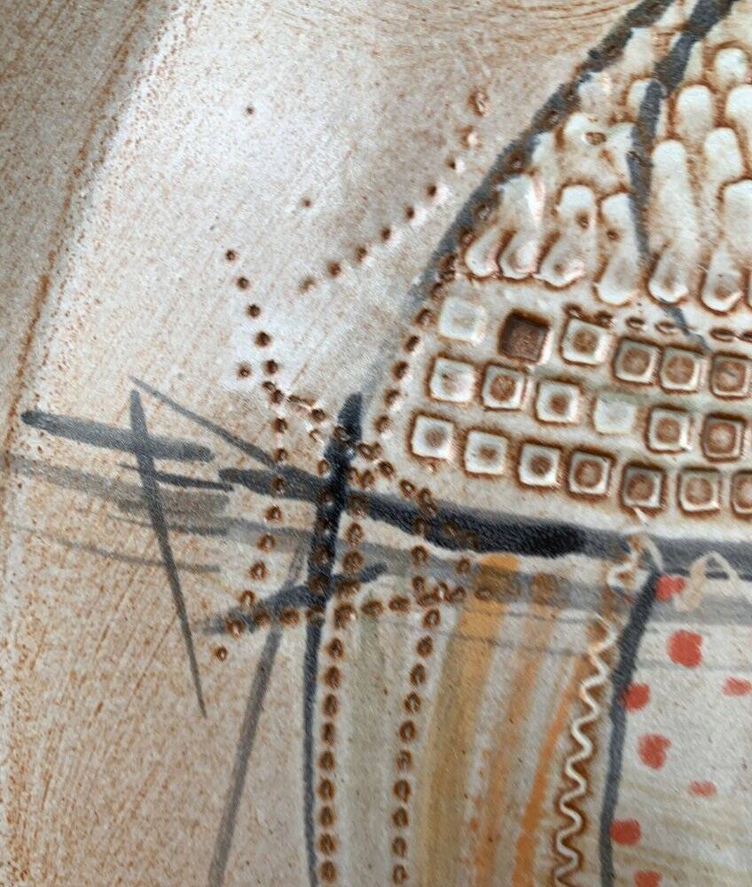 Large German ceramic plate with fish from the mid-century.