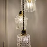 Vintage triple globe pendant light in molded glass