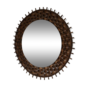 miroir soleil en rotin