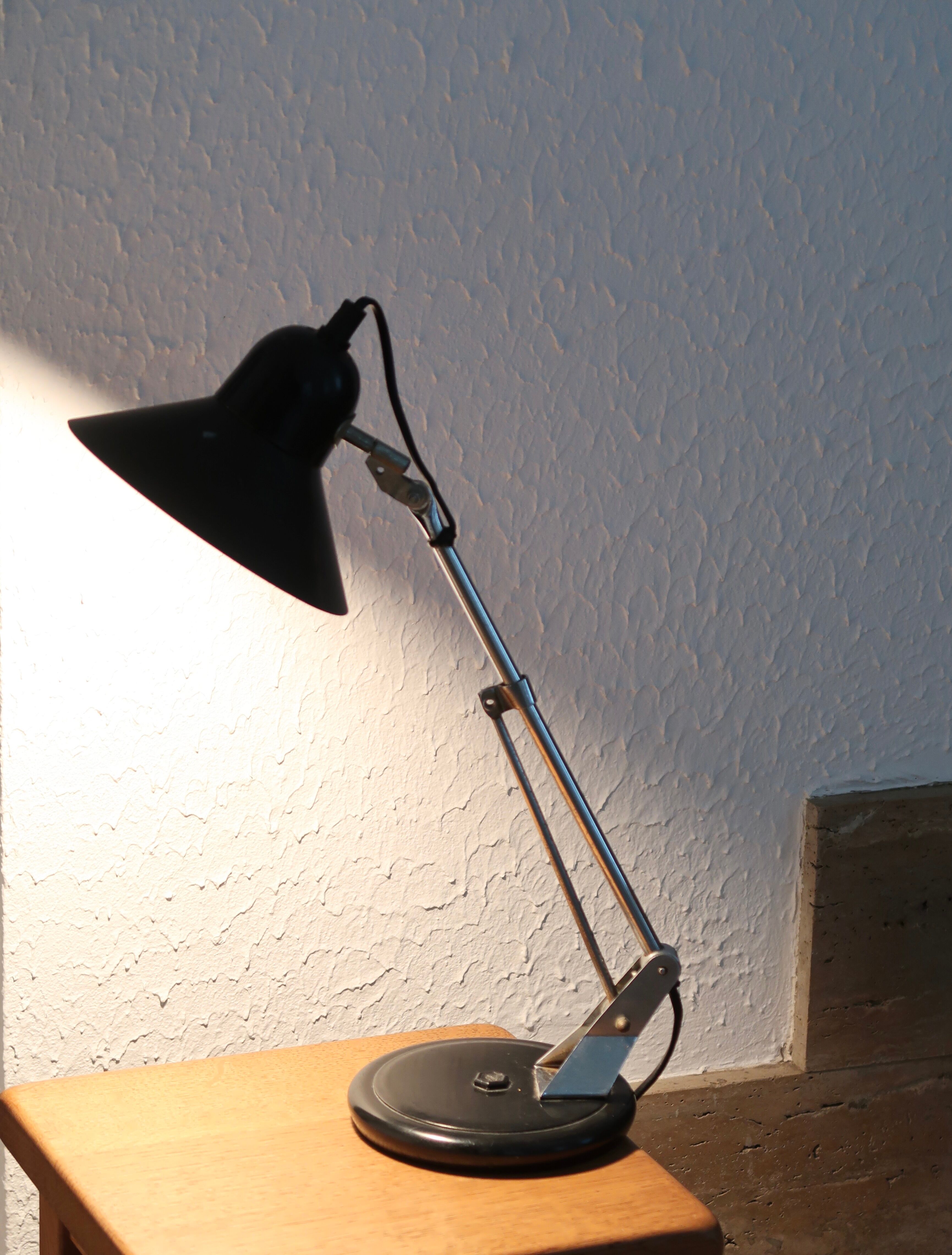 Black articulated desk lamp Aluminor, 60s