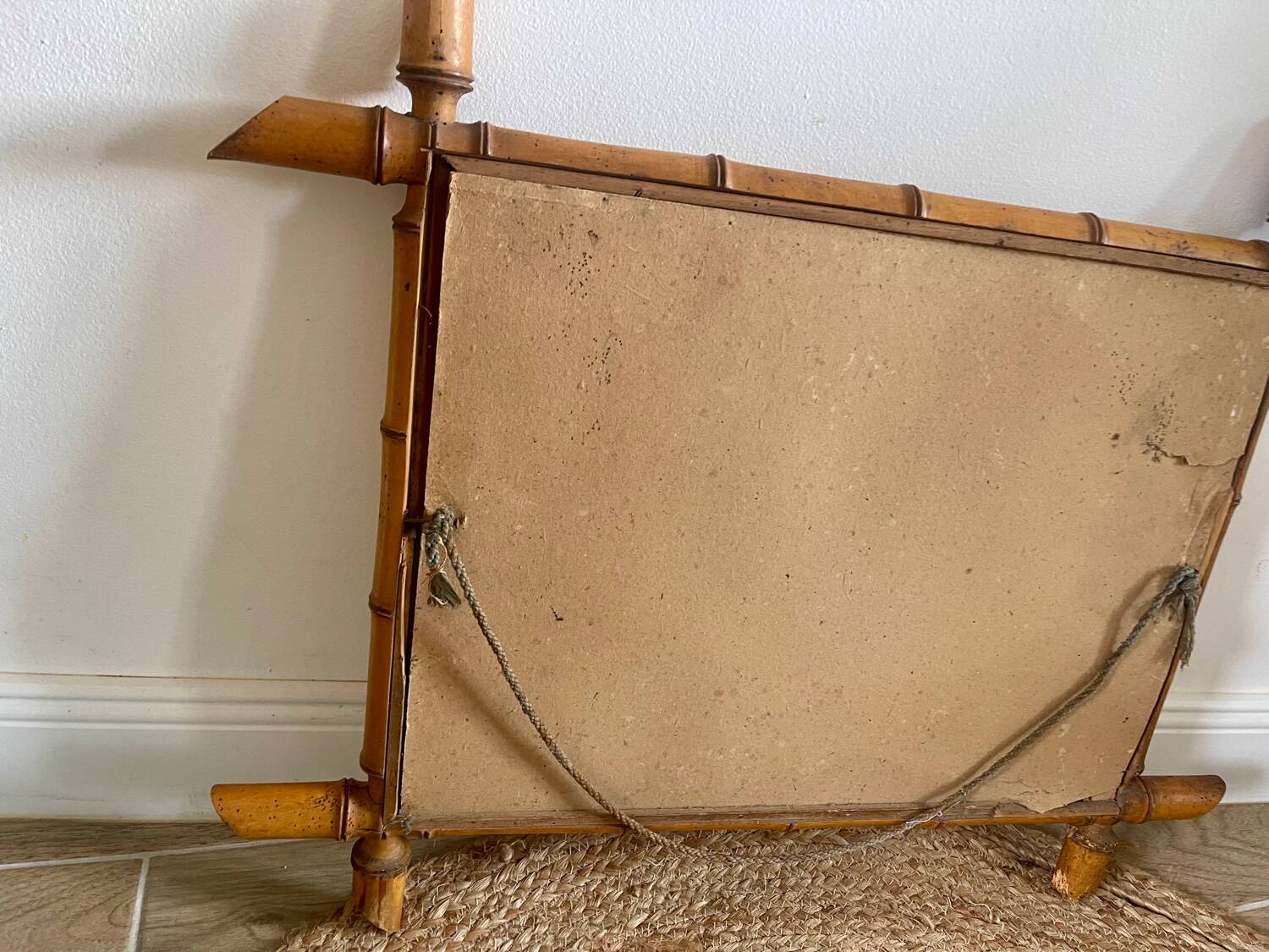 Turned wooden barber mirror