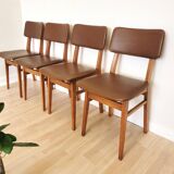 Vintage STOL Kamnik Dining Chairs (Set of 4): Mid-Century Leather Seat