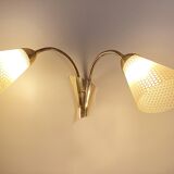 Large Vintage Glass Brass Wall Lamp