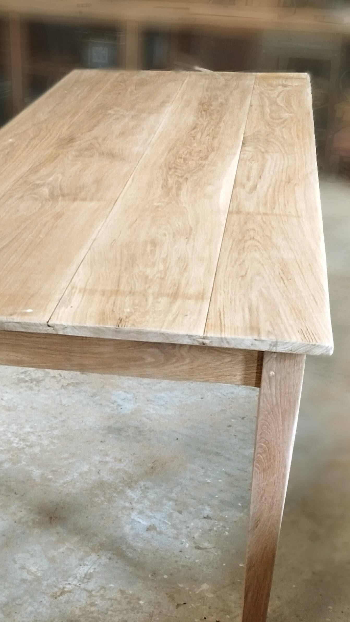 Large solid oak farmhouse table with two drawers 260 cm x 100 cm