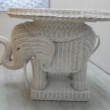 Rattan side table elephant