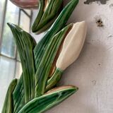 Oval ceramic mirror with flowers