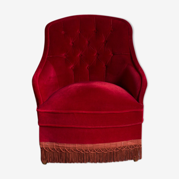 Fauteuil crapaud grenat