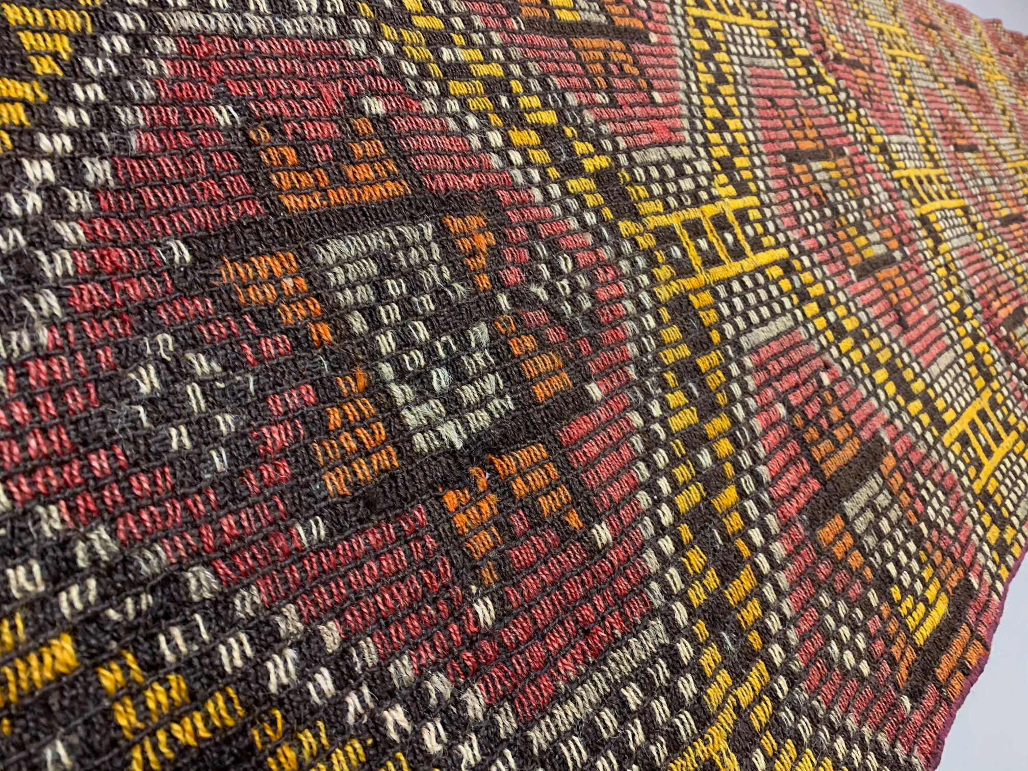 Old Turkish narrow Kilim Runner 314x64 cm, shabby chic, vintage kelim Red Black