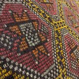 Old Turkish narrow Kilim Runner 314x64 cm, shabby chic, vintage kelim Red Black