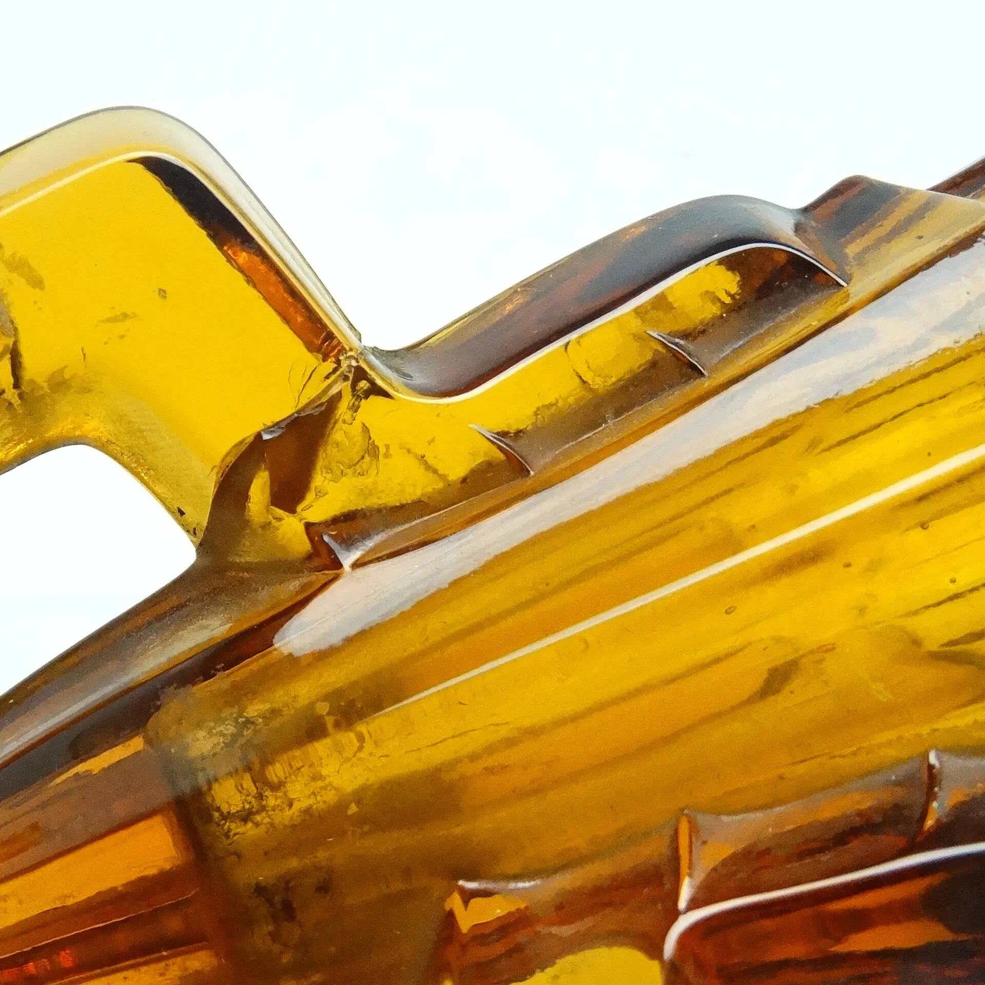 Art Deco vase, yellow glass, Stolzle glassworks, Czechoslovakia, 1930s