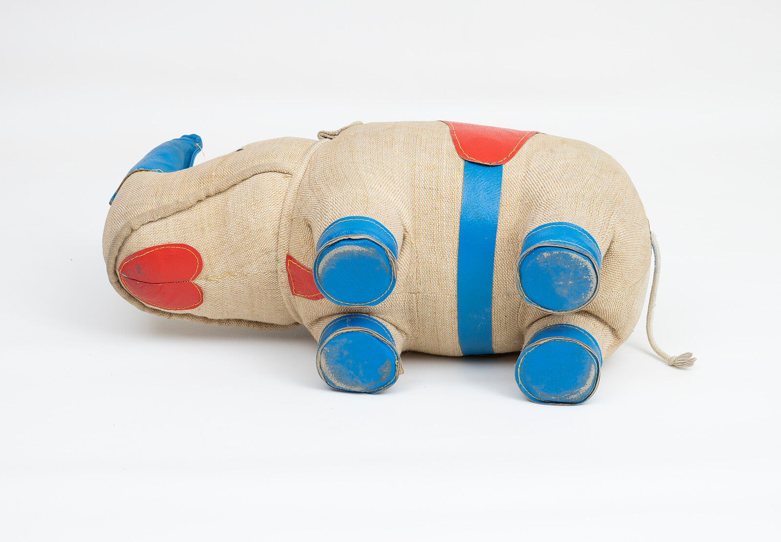 Vintage rhino therapeutic toy by Renate Müller for H. Josef Leven, Sonneberg, 1960s