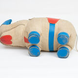 Vintage rhino therapeutic toy by Renate Müller for H. Josef Leven, Sonneberg, 1960s