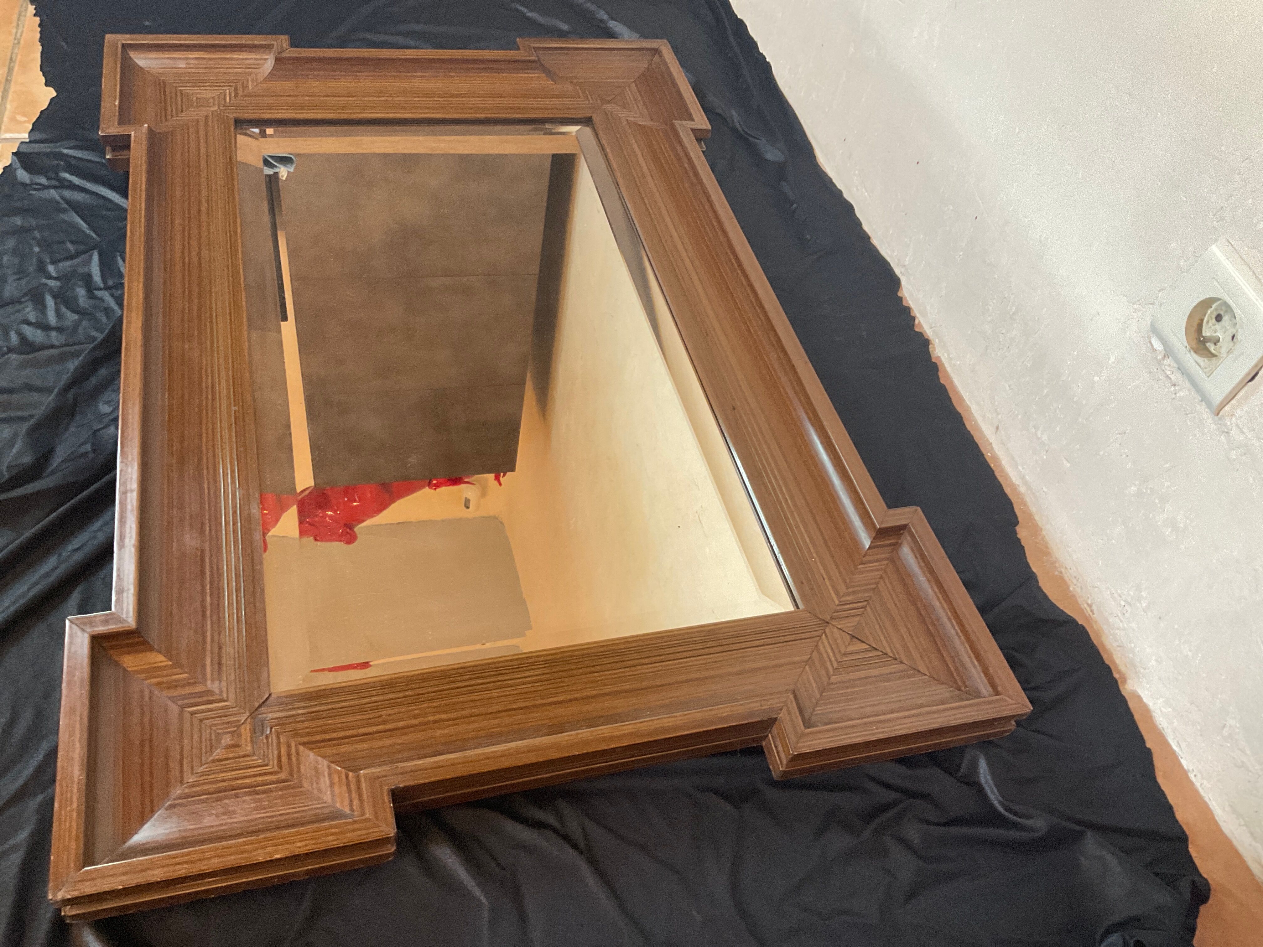 Mirror design art deco in wood geometric shape 58x84cm