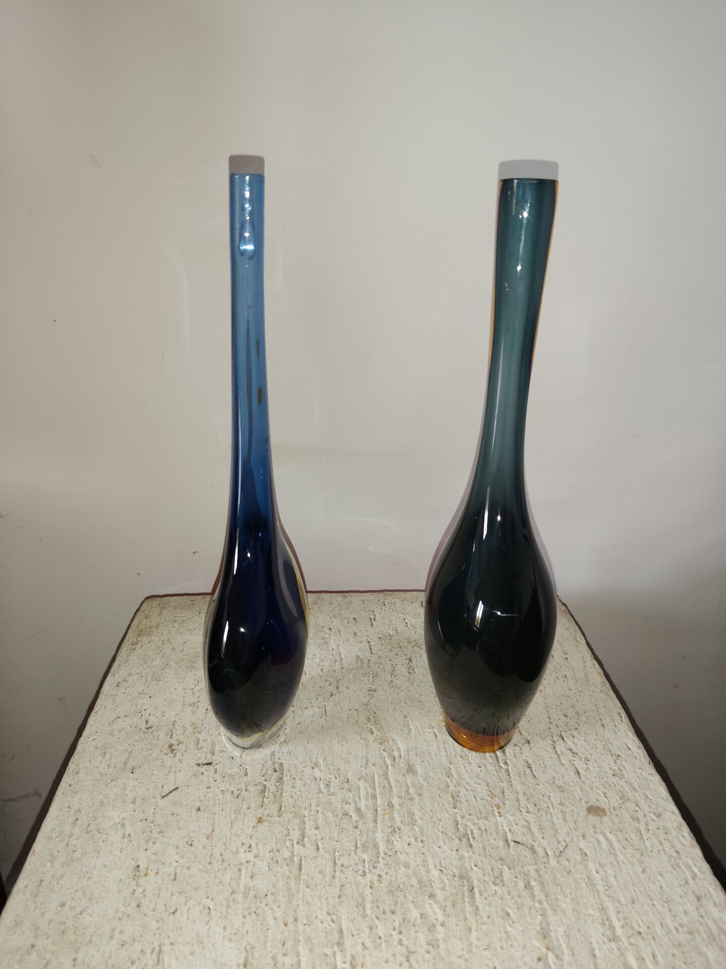 Vase x2 glass Sommerso Murano Italy