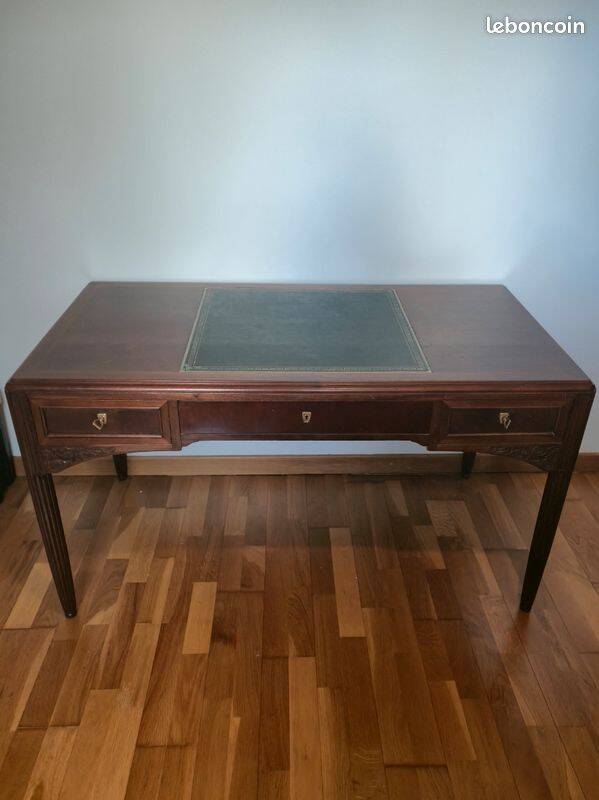 Antique Art Deco Desk Solid Oak - Leather Desk Mat - Cabinetmaker Quality