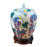 Vase Boule Asiatique en Porcelaine Décor Grappe de Raisins