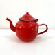 Red enamelled teapot 1 liter from the 70s