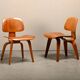 Charles and Ray Eames Early DCW Walnut Plywood Dining Chairs Herman Miller