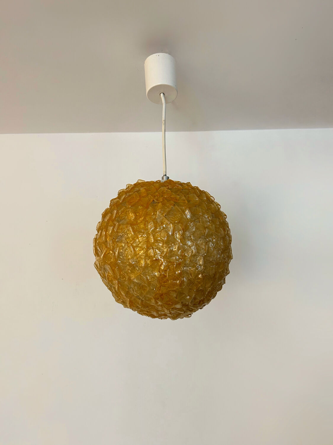 70s amber plastic chandelier