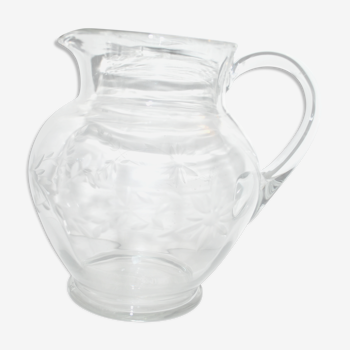 Pichet en verre gravé vintage citronnade