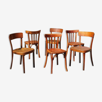 Mix 6 chairs bistro Horgen-Glarus and Lutterbach 40s/50s