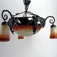 Wrought iron and glass paste chandelier, Art Deco, Muller Freres, Circa 1920